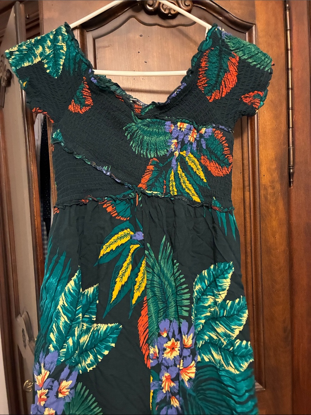 Patrons of Peace Dark Green Tropical Floral Wide Leg Jumpsuit